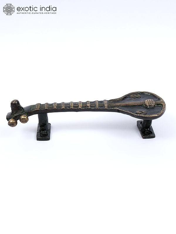 Exotic India 7" Veena Design Door Handle In Brass 