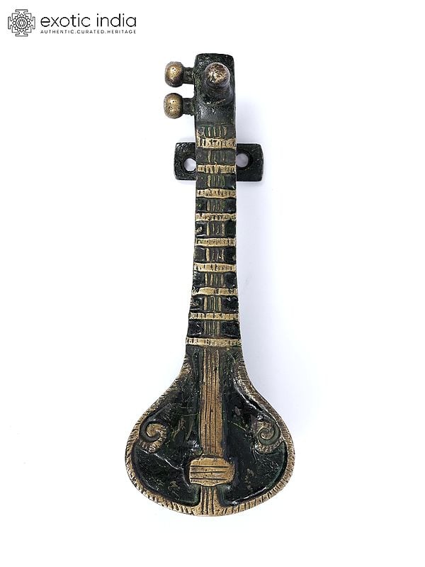 exotic india 7" Veena Design Door Handle in Brass 