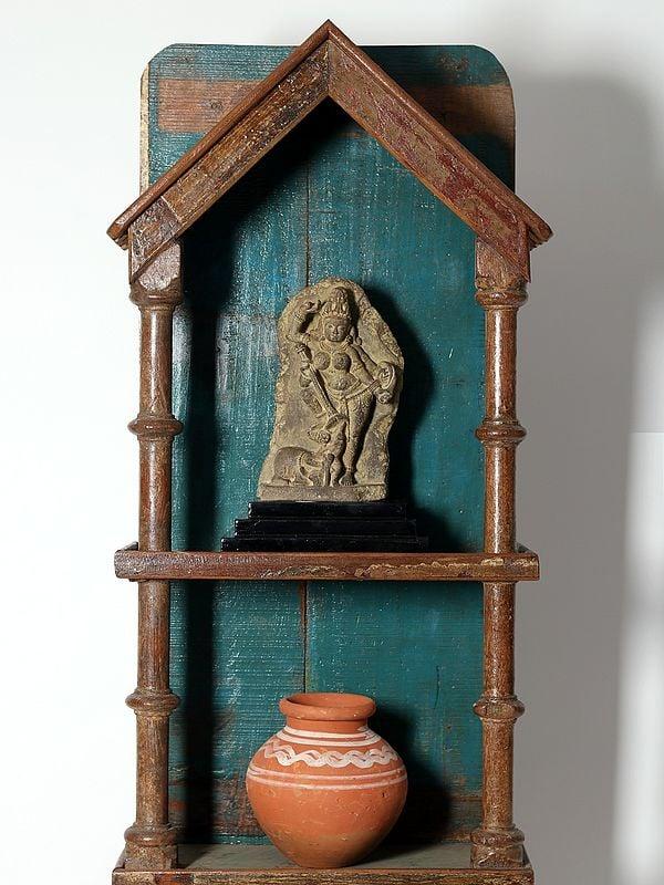 Exotic India 75” Wooden Vintage Altar With Racks 
