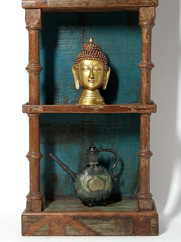 Exotic India 75” Wooden Vintage Altar With Racks 
