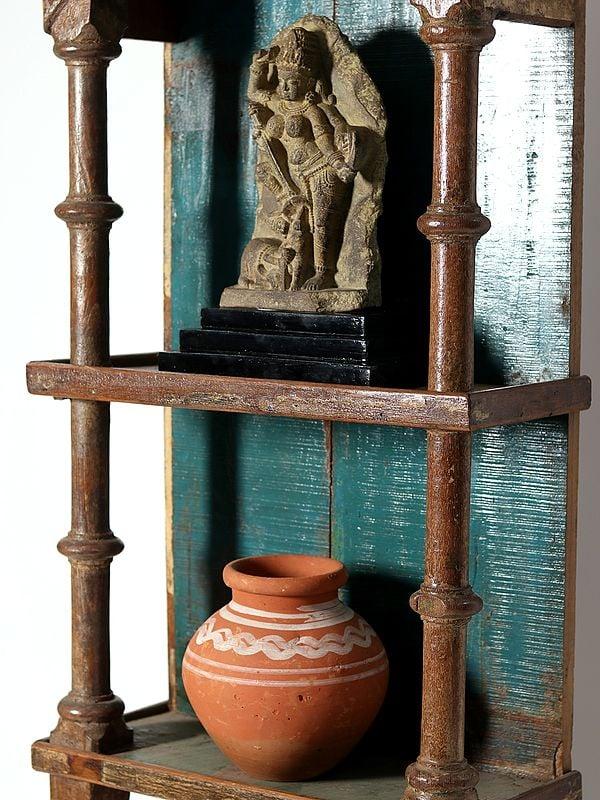 Exotic India 75” Wooden Vintage Altar With Racks 