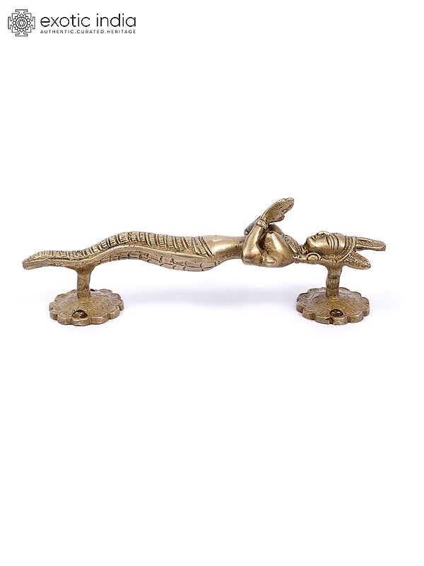 Exotic India 8" Brass Naga Kanya Door Handle 