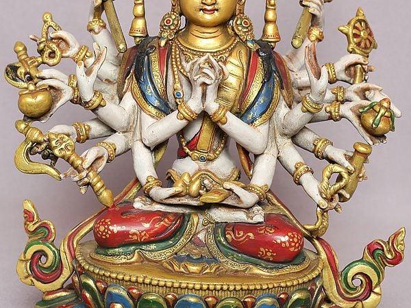 Exotic India 8" Colorful Goddess Chandi From Nepal 