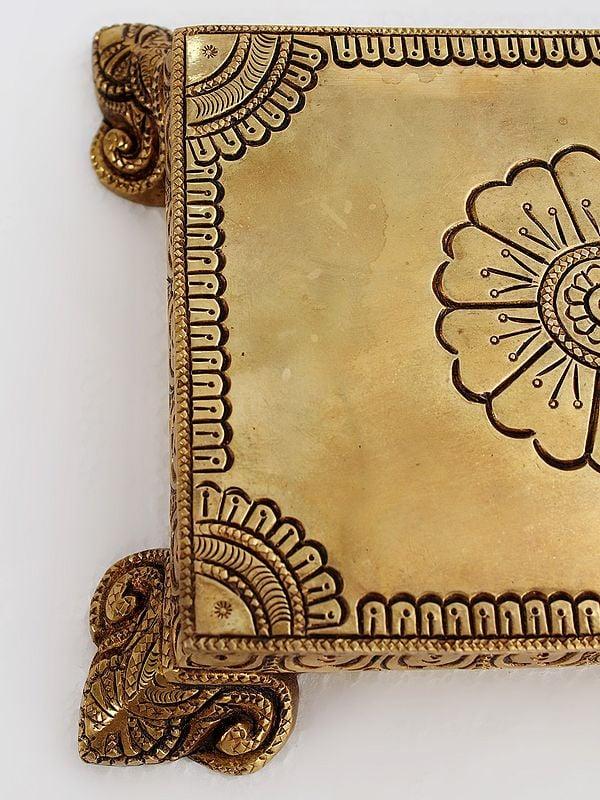 Exotic India 8" Designer Pooja Chowki | Brass 