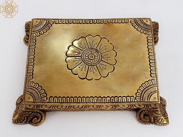 exotic india 8" Designer Pooja Chowki | Brass 