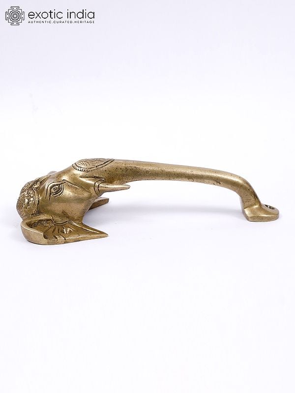Exotic India 8" Elephant Design Brass Door Handle 