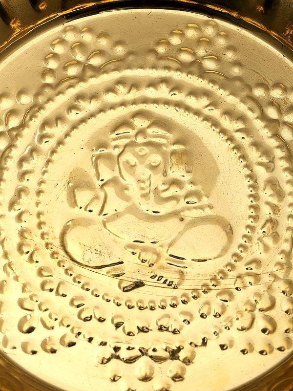 Exotic India 8" Lod Ganesha Ritual Plate In Brass 