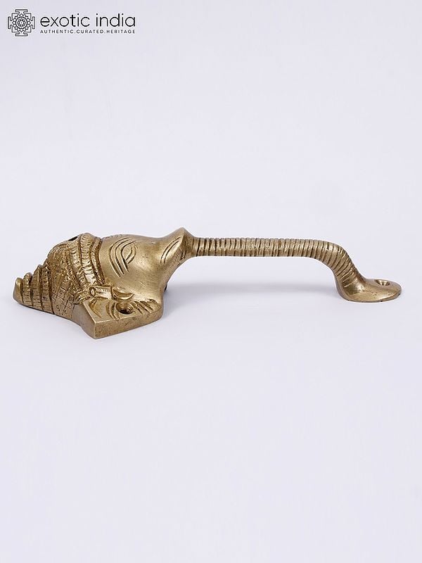 Exotic India 8" Lord Ganesha Door Handle In Brass 