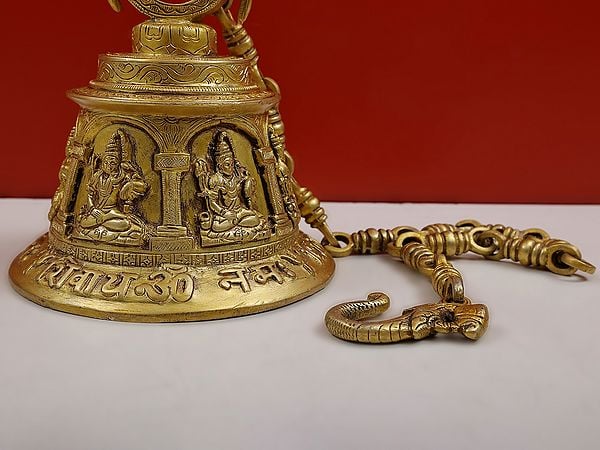 Exotic India 8" Lord Shiva Temple Bell (Big) In Brass 