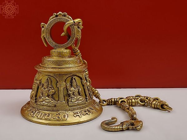 exotic india 8" Lord Shiva Temple Bell (Big) in Brass 