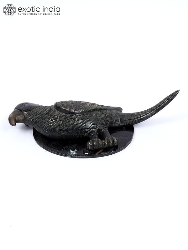 Exotic India 8" Parrot Design Brass Door Knocker