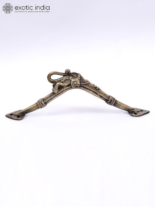 Exotic India 8" Tribal Elephant Brass Door Handle 