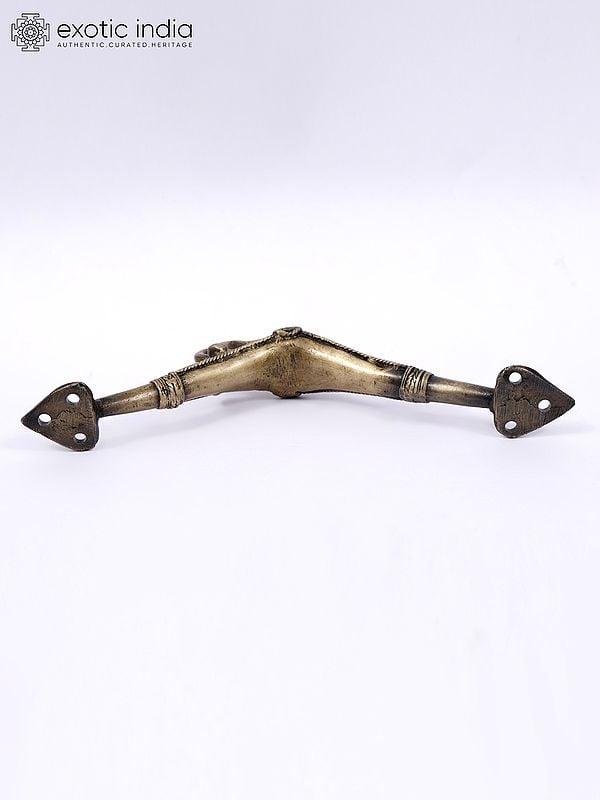 Exotic India 8" Tribal Elephant Brass Door Handle 