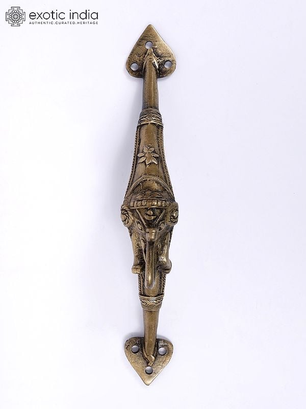 exotic india 8" Tribal Elephant Brass Door Handle 