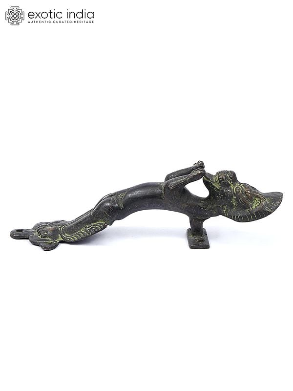 Exotic India 8" Yali Design Door Handle In Brass