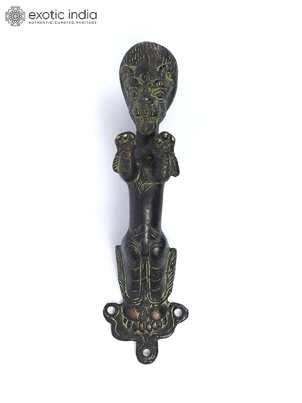 exotic india 8" Yali Design Door Handle in Brass