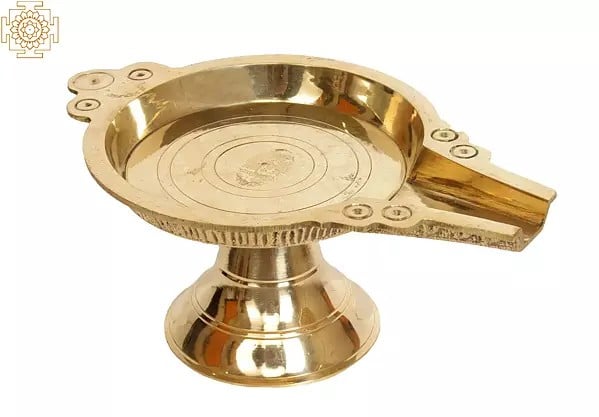 Exotic India 9" Brass Abhishek Patra For Abhishekam 