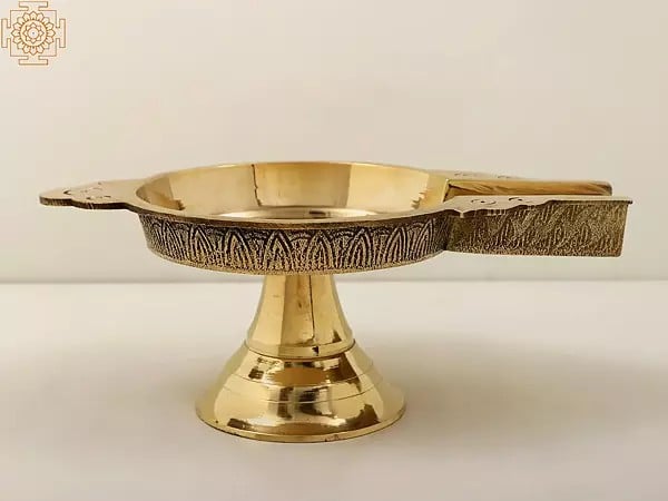 Exotic India 9" Brass Abhishek Patra For Abhishekam 