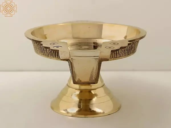 Exotic India 9" Brass Abhishek Patra For Abhishekam 
