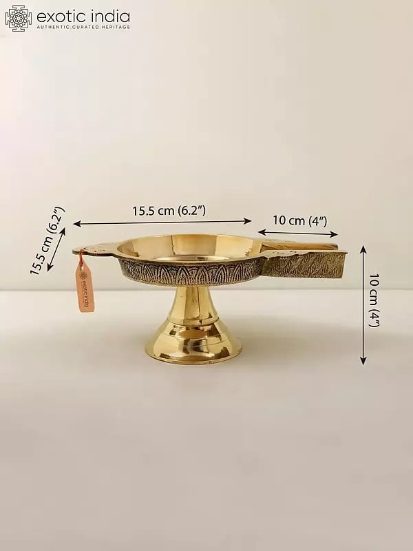 exotic india 9" Brass Abhishek Patra for Abhishekam 
