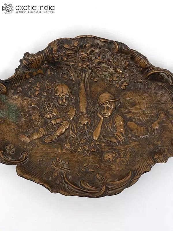 Exotic India 9" Designer Bronze Tray 