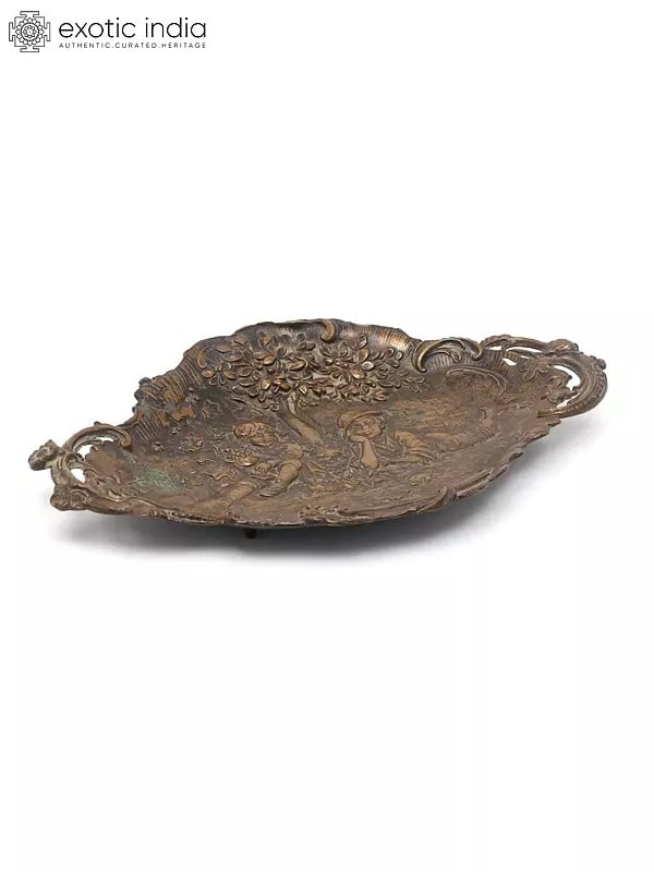 Exotic India 9" Designer Bronze Tray 