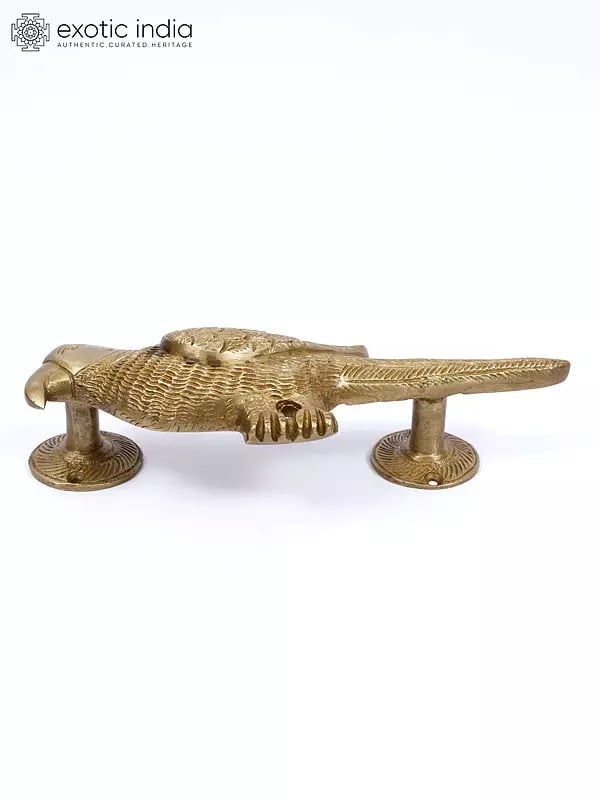 Exotic India 9" Parrot Design Door Handle In Brass 