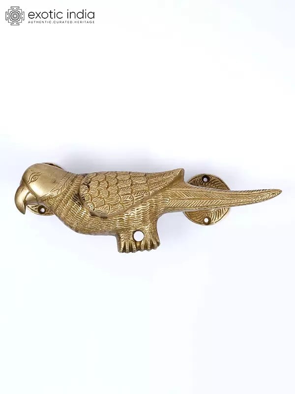 exotic india 9" Parrot Design Door Handle in Brass 