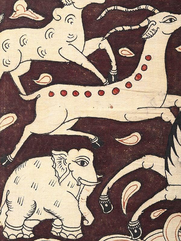 Exotic India A Jungle Landscape | Kalamkari Painting 