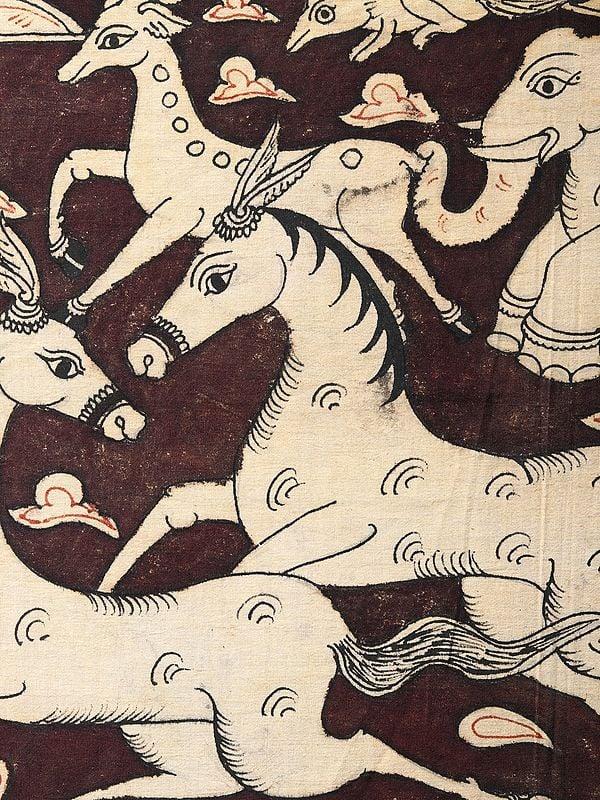 Exotic India A Jungle Landscape | Kalamkari Painting 