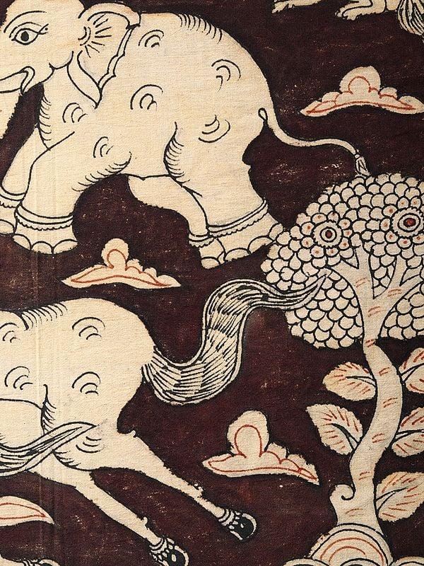Exotic India A Jungle Landscape | Kalamkari Painting 
