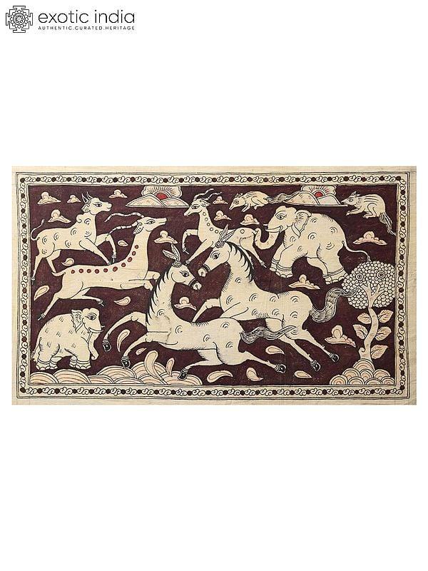 exotic india A Jungle Landscape | Kalamkari Painting