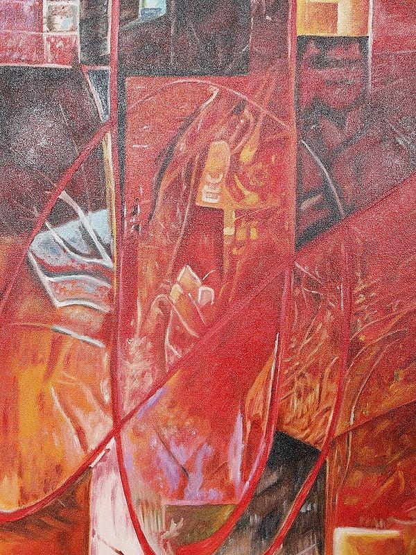 Exotic India Abstract Art Oil Painting On Canvas 