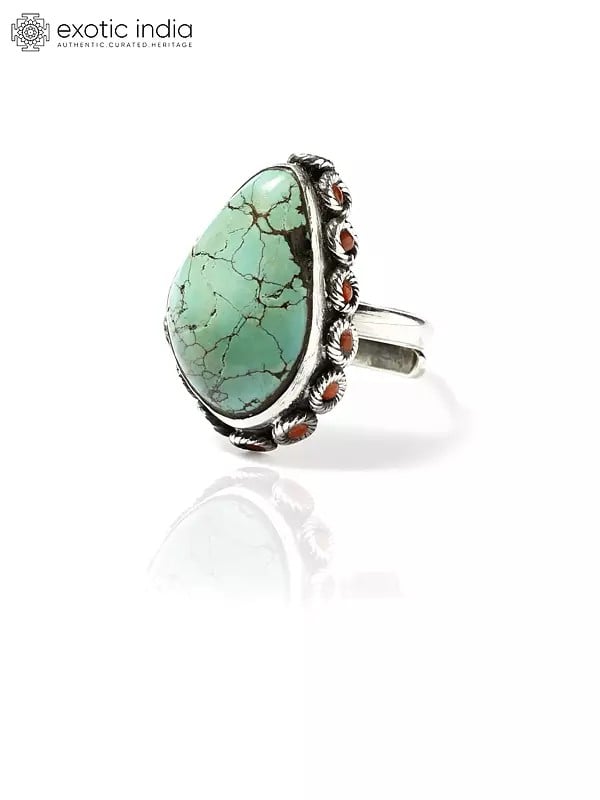 Exotic India Adjustable Turquoise Ring 
