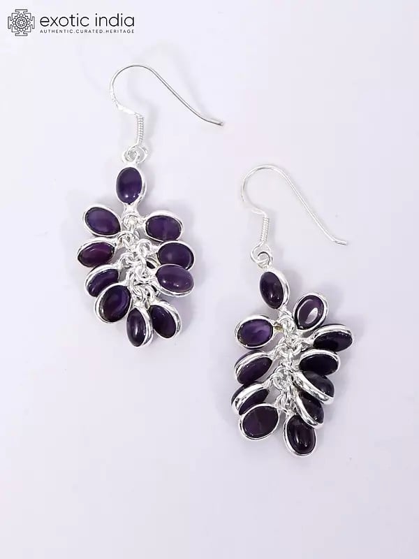 Exotic India Amethyst Gemstone Bunch Earrings 