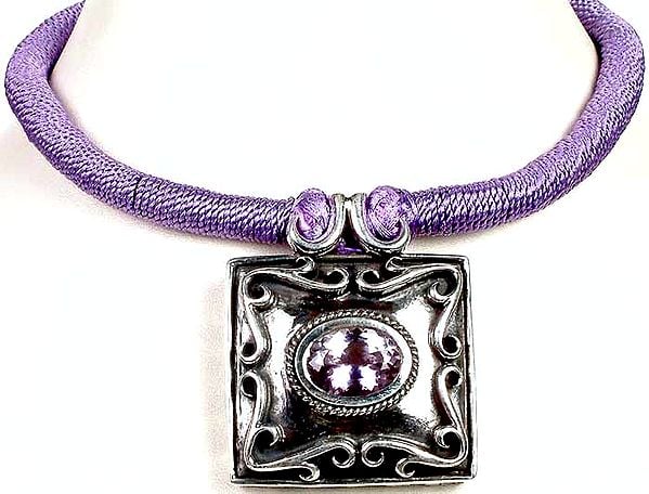 exotic india Amethyst Necklace with Matching Cord