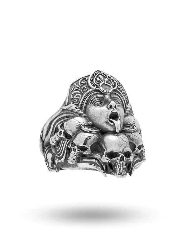 Exotic India Antique Finish Goddess Kali Ring 