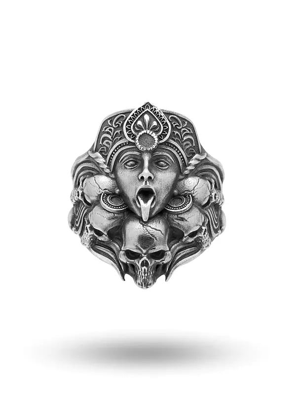 exotic india Antique Finish Goddess Kali Ring 
