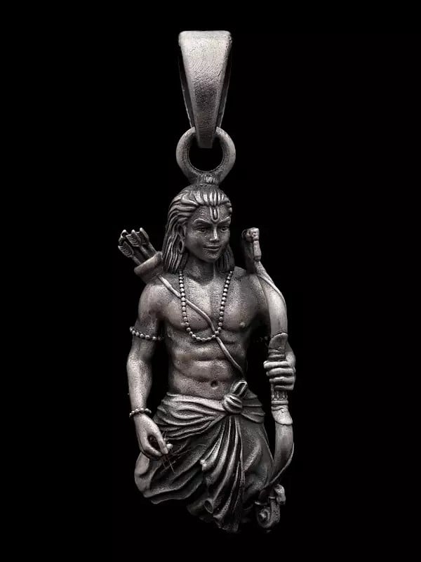 Exotic India Antique Finish Lord Rama Pendant 