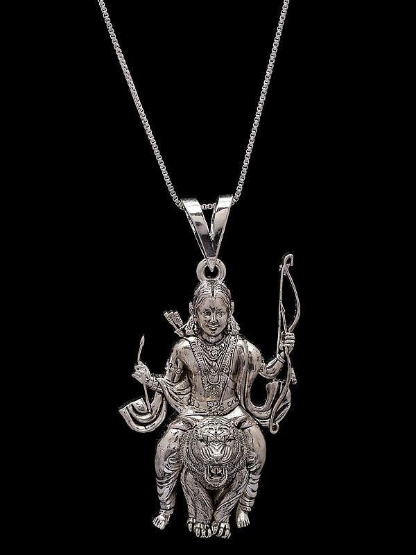 Exotic India Ayyappa Swamy Seated On Tiger Pendant 