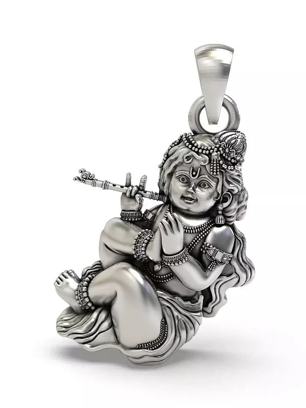 exotic india Bal Gopal Sterling Silver Pendant 