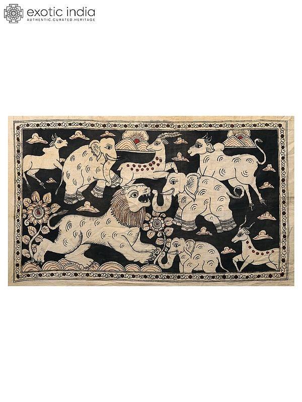 exotic india Beast in The Wild | Kalamkari Painting