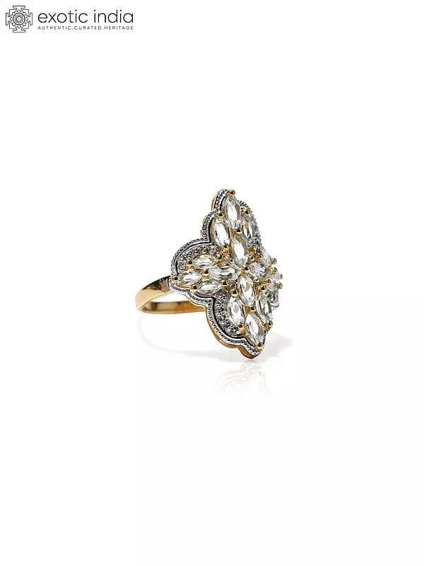 Exotic India Beautiful Faceted Blue Topaz Ring 