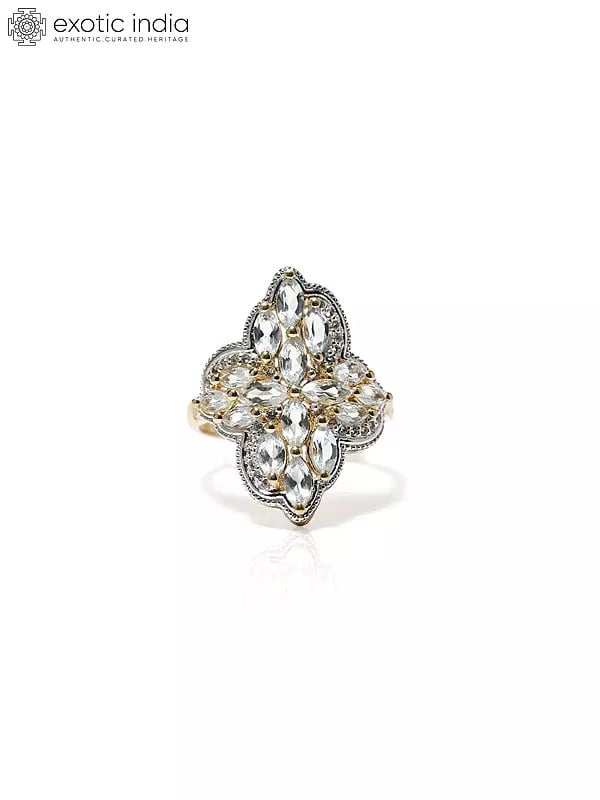 exotic india Beautiful Faceted Blue Topaz Ring 