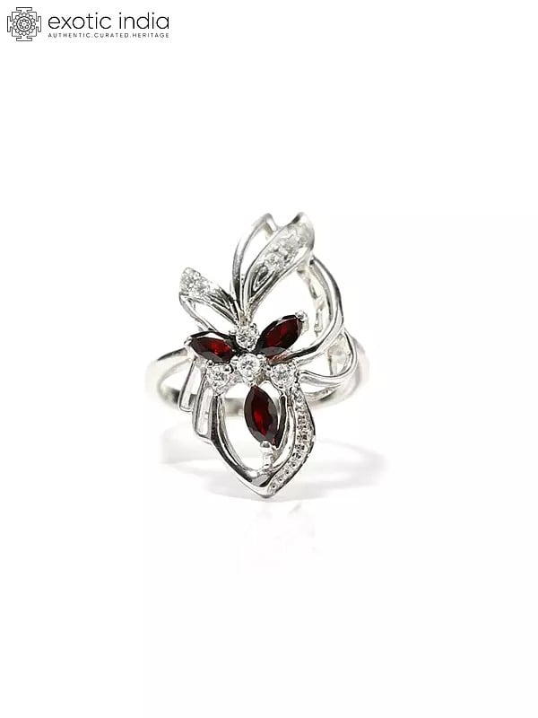 exotic india Beautiful Faceted Garnet Ring 