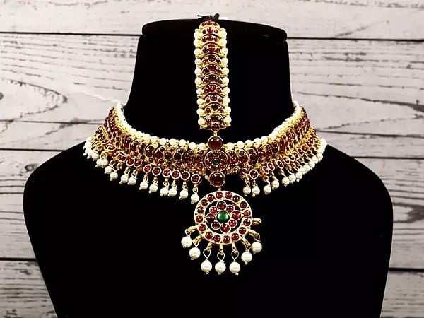 Exotic India Bharatanatyam Traditional Jewelry Set 