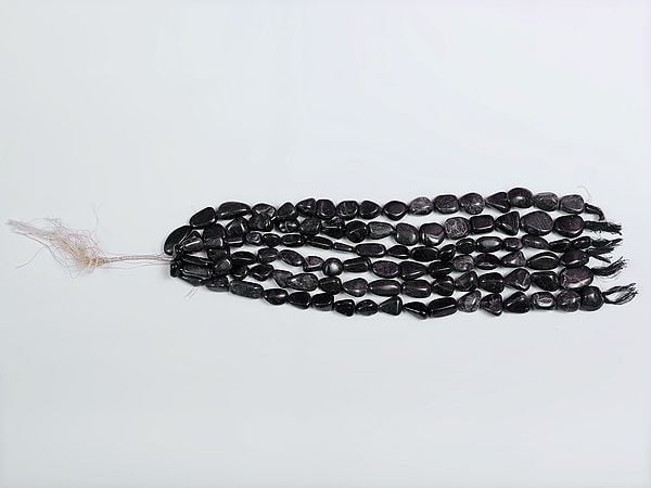 Exotic India Black Agate Nuggets (Price Of 1 String) 