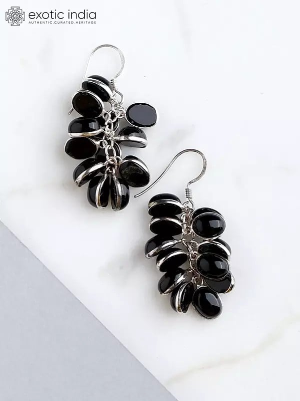 exotic india Black Onyx Bunch Earrings 