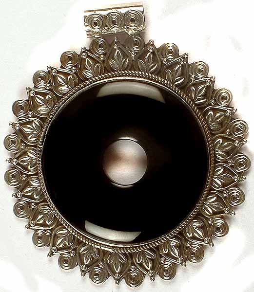 exotic india Black Onyx Donut Pendant