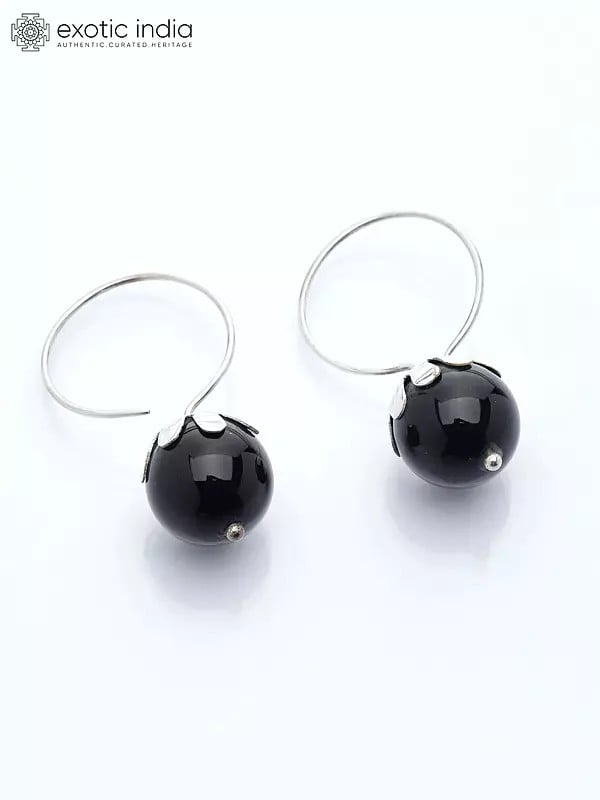 Exotic India Black Onyx Drop Hook Earrings